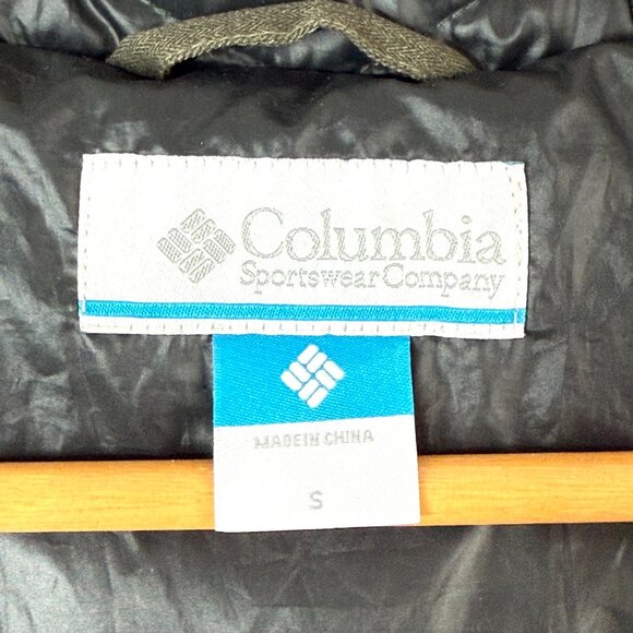 Columbia Down Filled Quilted Outdoor Full Zip Hooded Coat Jacket Womens S Green - Picture 2 of 9